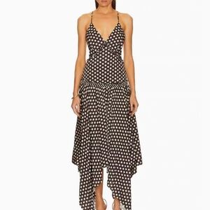 L'Academie Vara Midi Dress - Chocolate Polka Dots